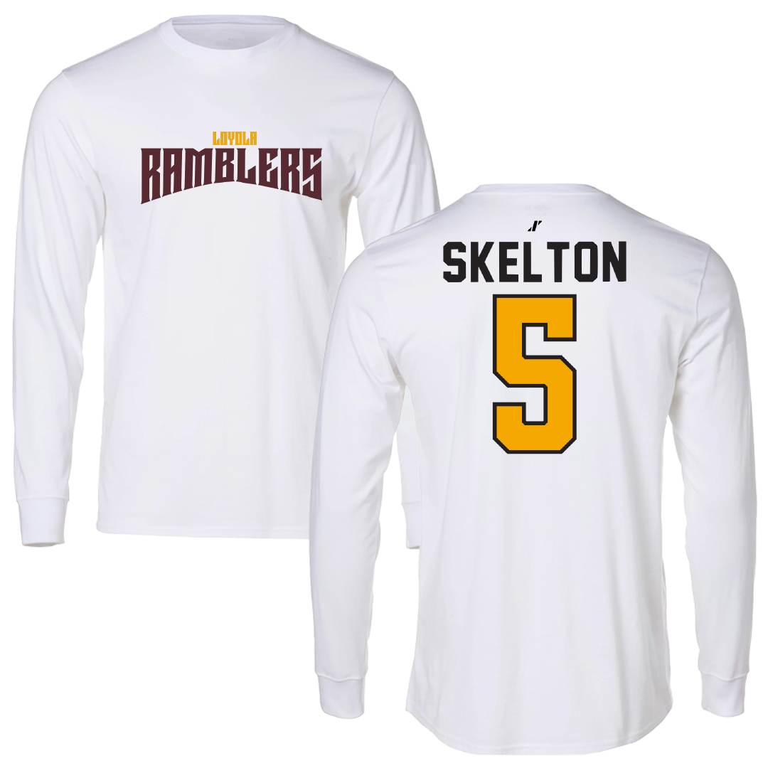 Loyola University-Chicago Soccer White Classic Performance Long Sleeve - #5 Ella Skelton