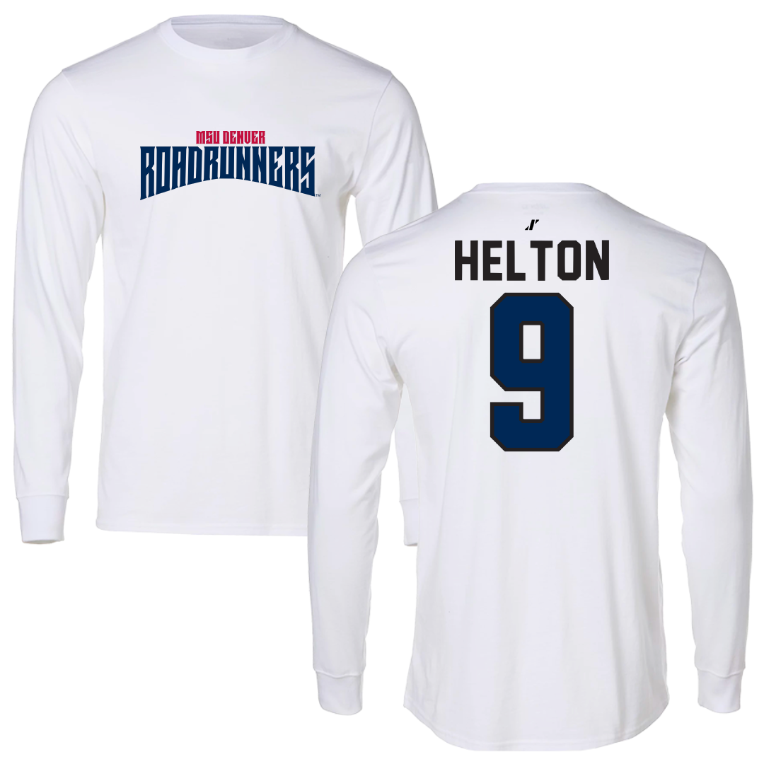 Metropolitan State University of Denver Baseball White Classic Long Sleeve - #9 Brad Helton