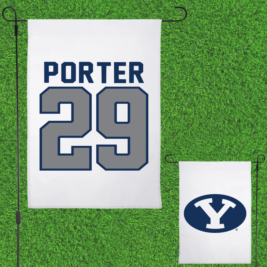 Brigham Young University Baseball White Garden Flag - #29 Jake Porter