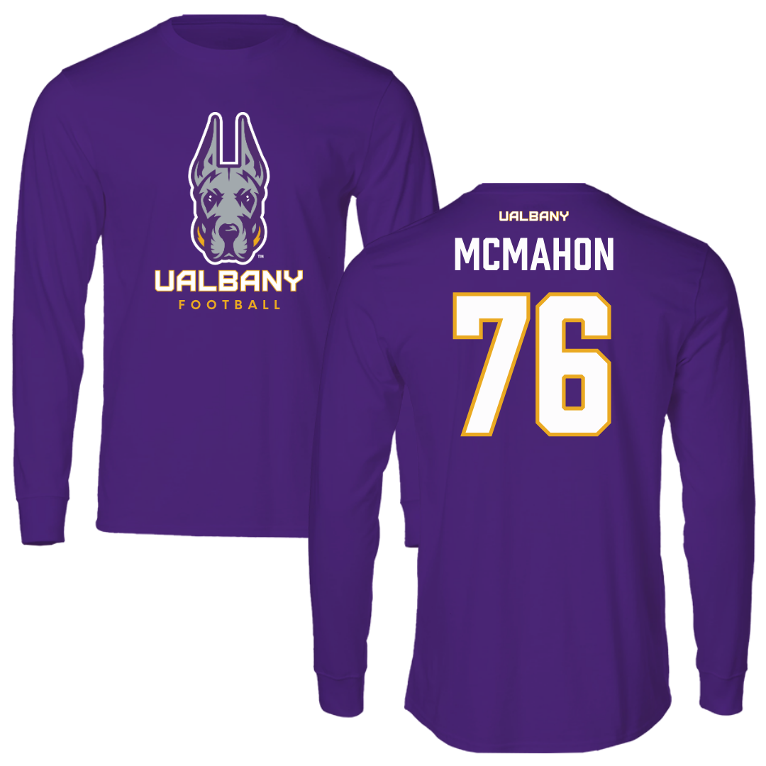University at Albany Football Purple Mascot Long Sleeve - #76 Joey McMahon
