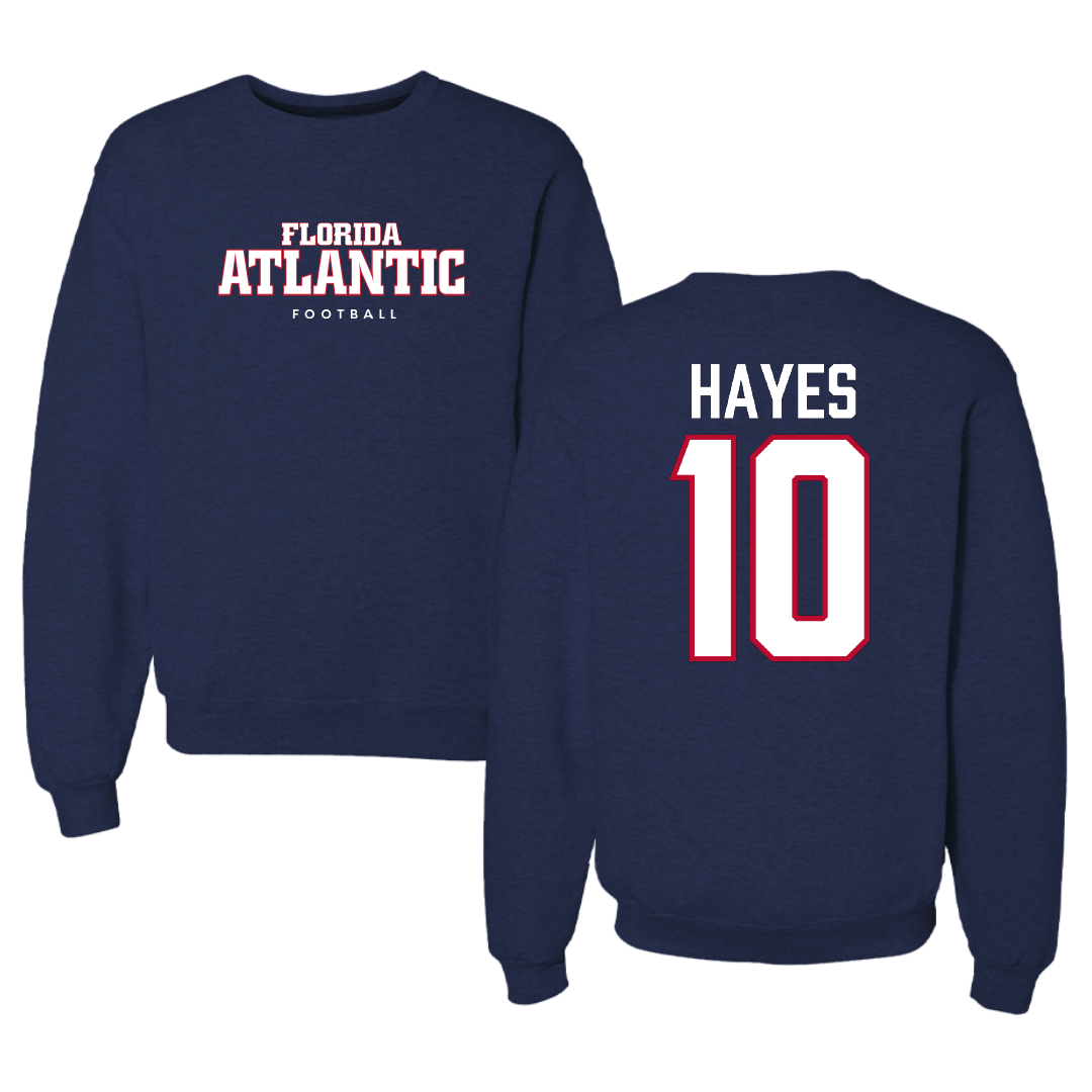 Florida Atlantic University Football Navy Crewneck - #10 Omari Hayes