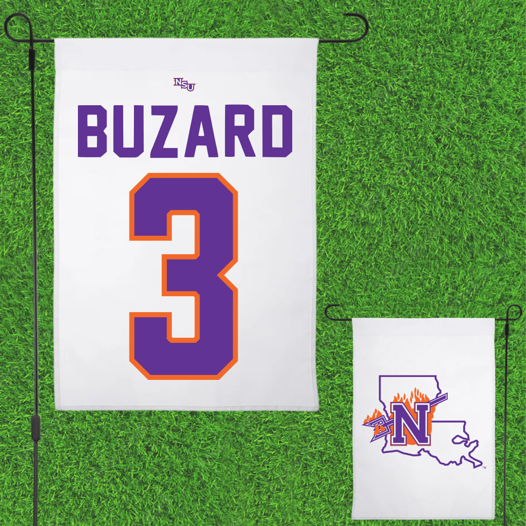 Northwestern State University Baseball White Garden Flag - #3 Lathen Buzard