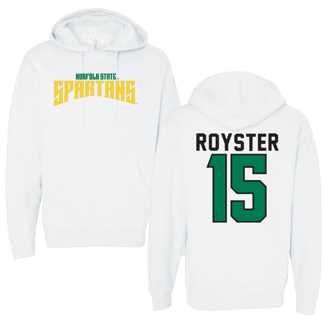 Norfolk State University Baseball White Classic Hoodie - #15 Liam Royster