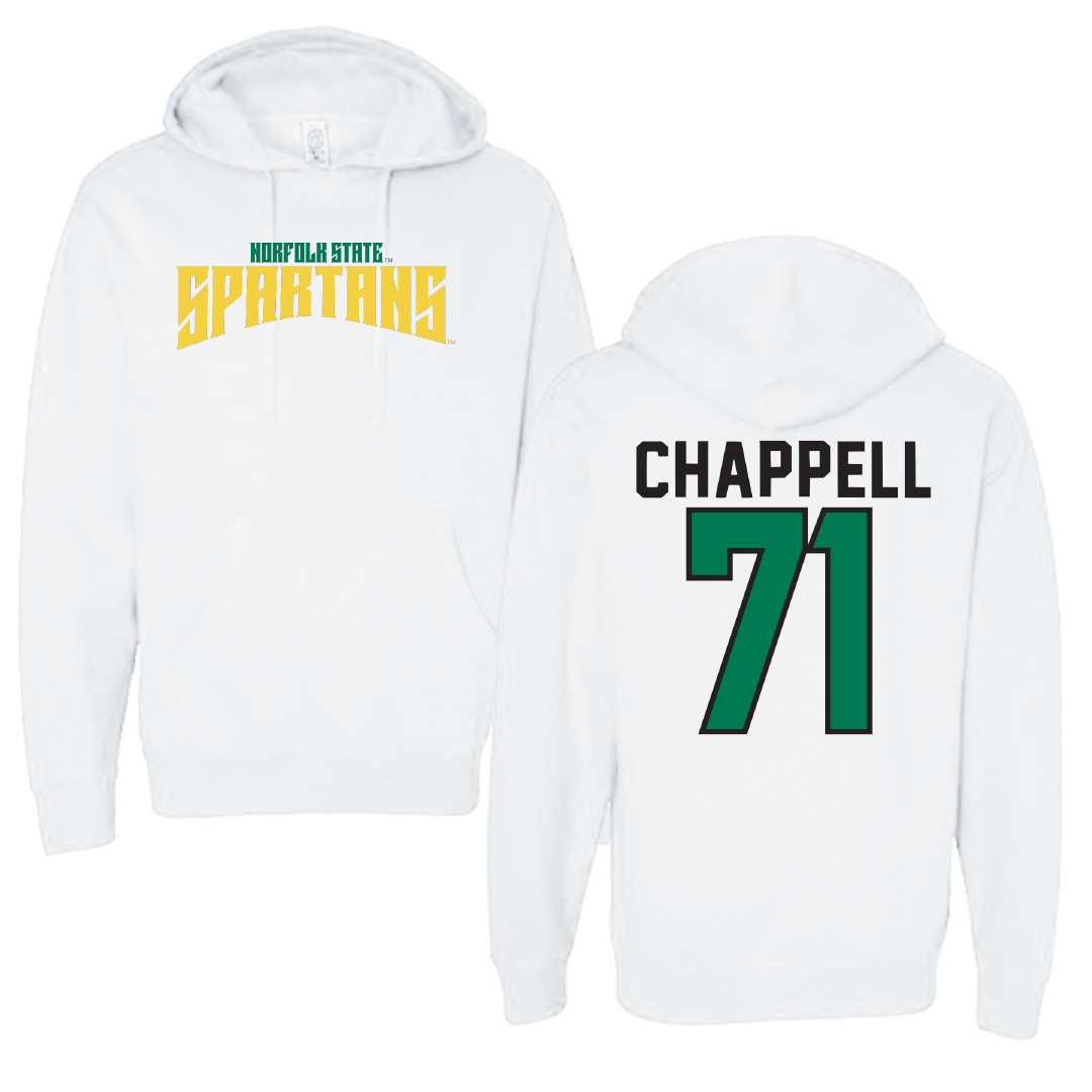 Norfolk State University Football White Classic Hoodie - #71 Jayden Chappell