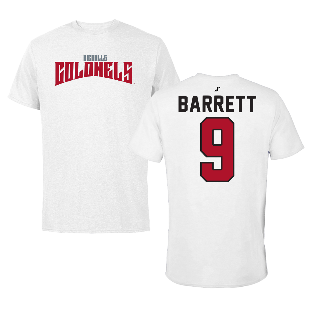 Nicholls State University Soccer White Classic Performance Tee - #9 Koryn Barrett