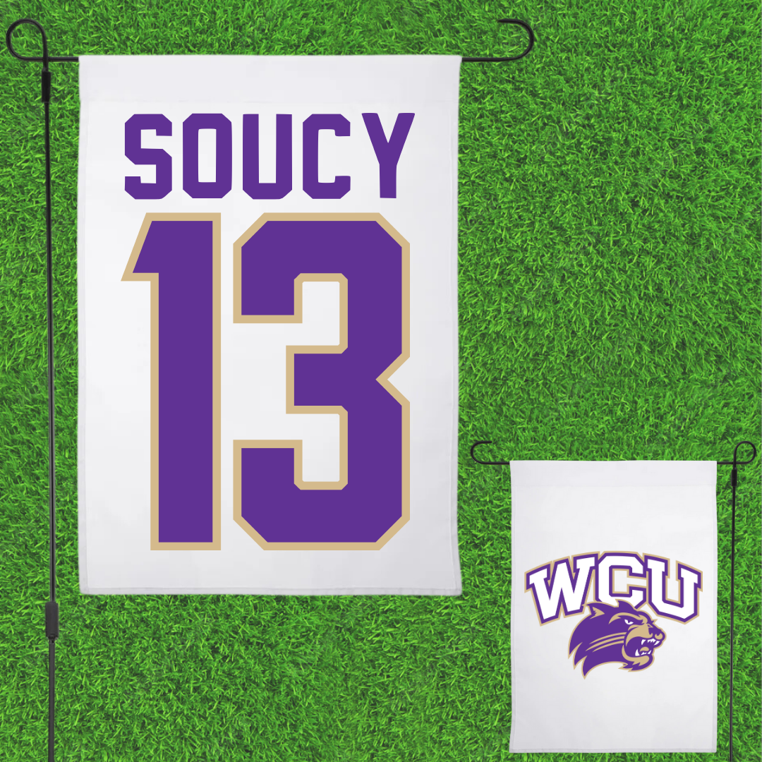 Western Carolina University Soccer White Garden Flag - #13 Emma Soucy