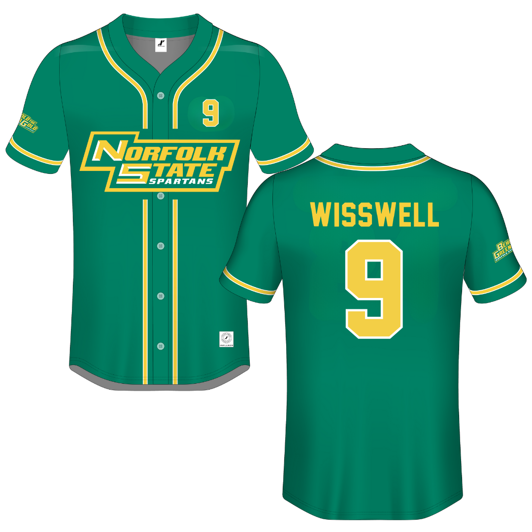 Norfolk State University Green Button-Down Jersey - #9 Leah Wisswell