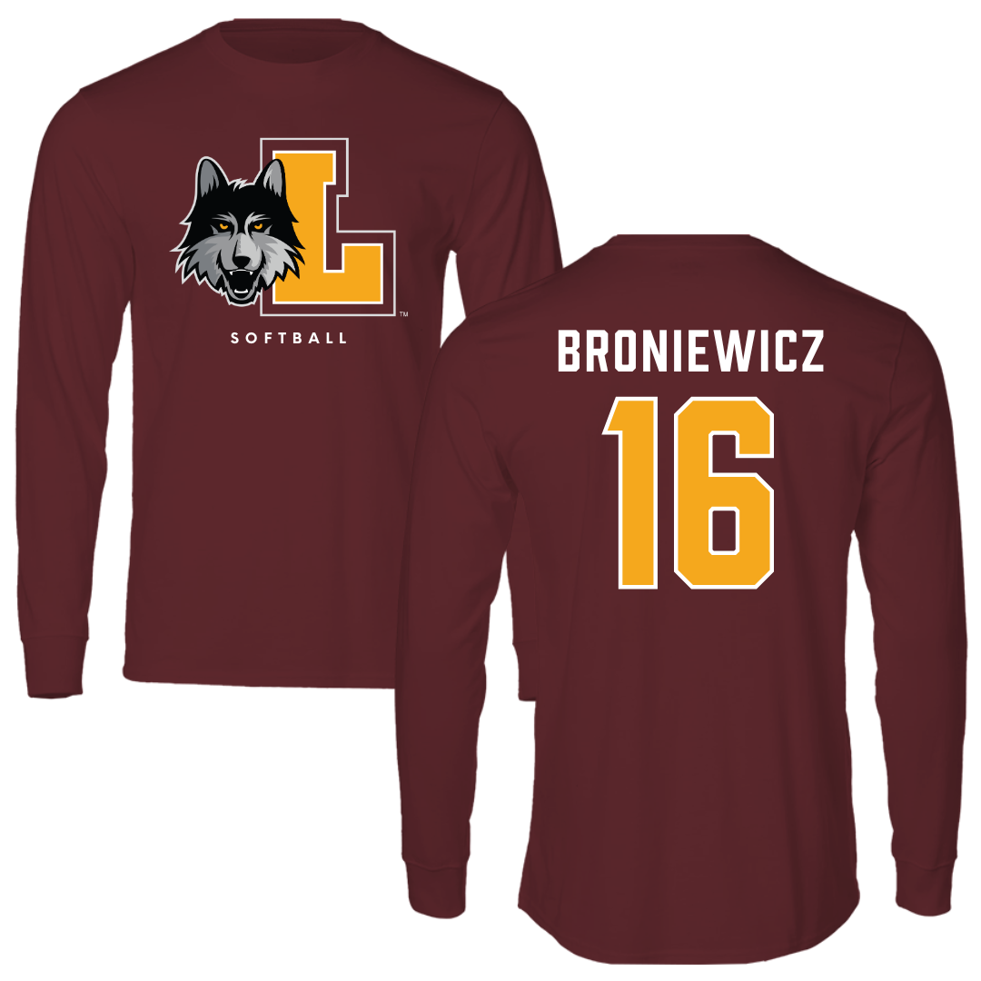 Loyola University-Chicago Softball Maroon Mascot Long Sleeve - #16 Andie Broniewicz