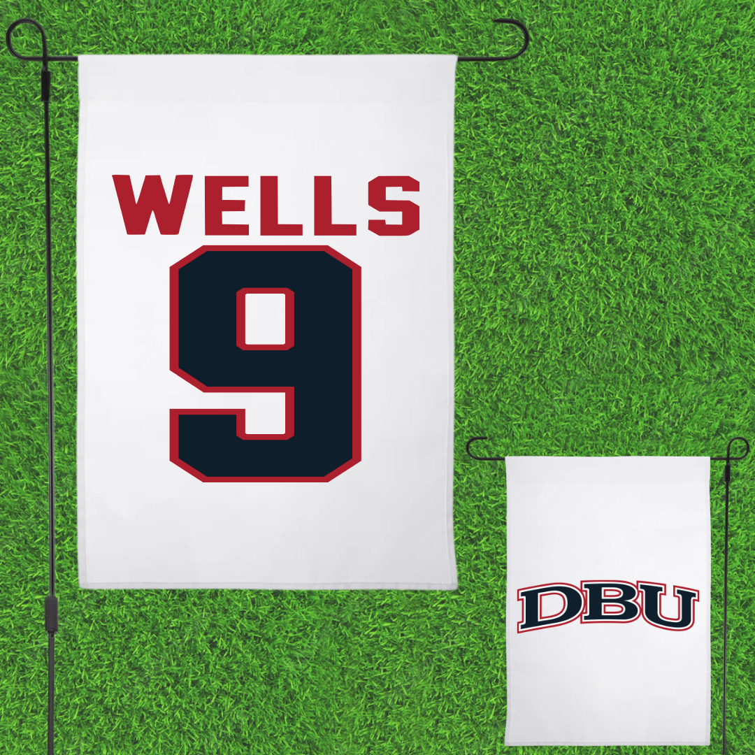 Dallas Baptist University Volleyball White Garden Flag - #9 Karly Wells