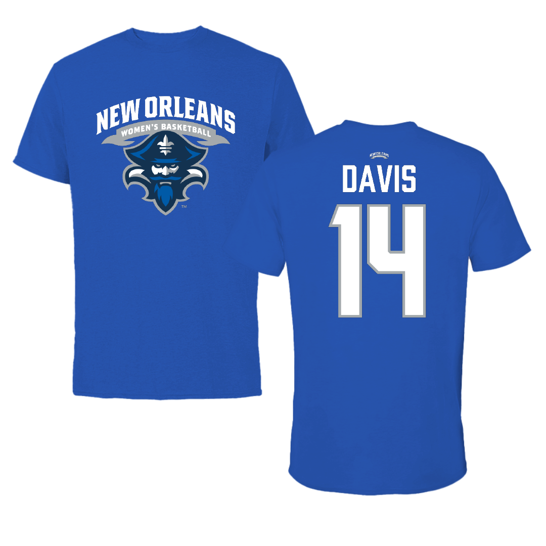 University of New Orleans Basketball Blue Performance Tee - #14 Kyla Davis