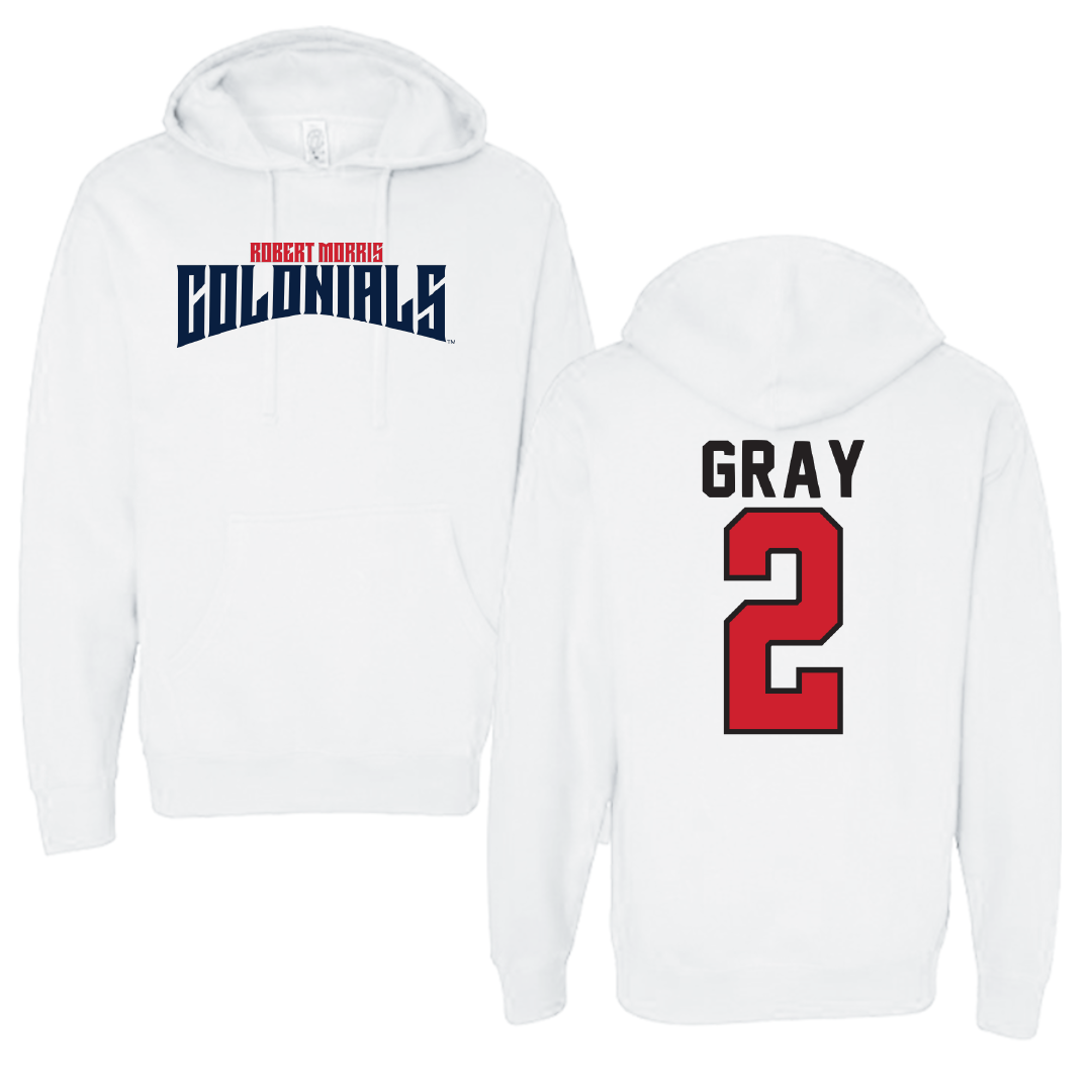 Robert Morris University Soccer White Classic Hoodie - #2 Darren Gray