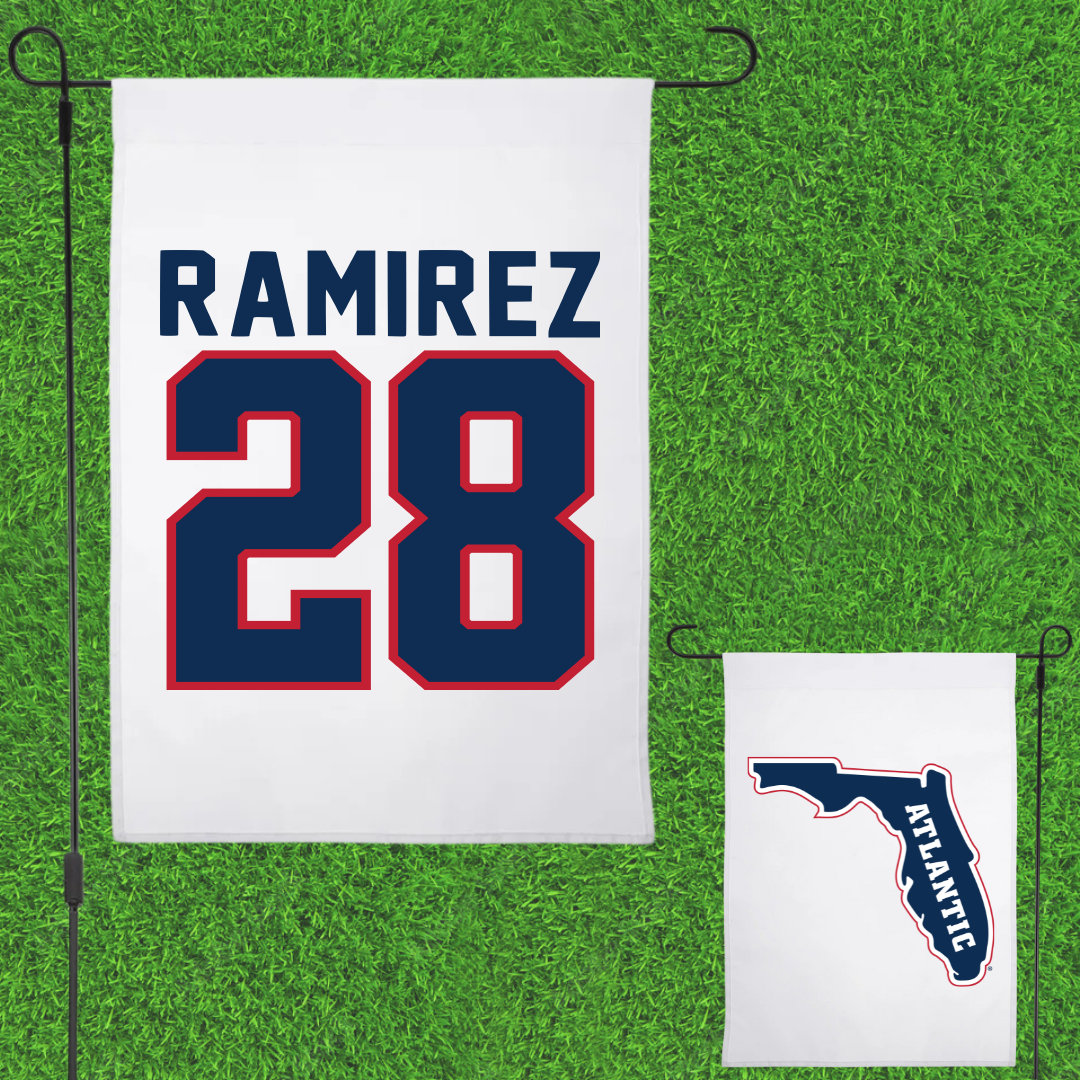 Florida Atlantic University Soccer White Garden Flag - #28 Jianna Ramirez