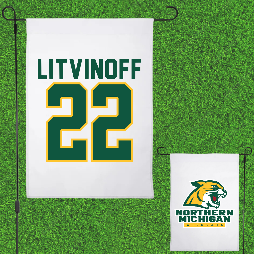 Northern Michigan University Basketball White Garden Flag - #22 Kennedy Litvinoff