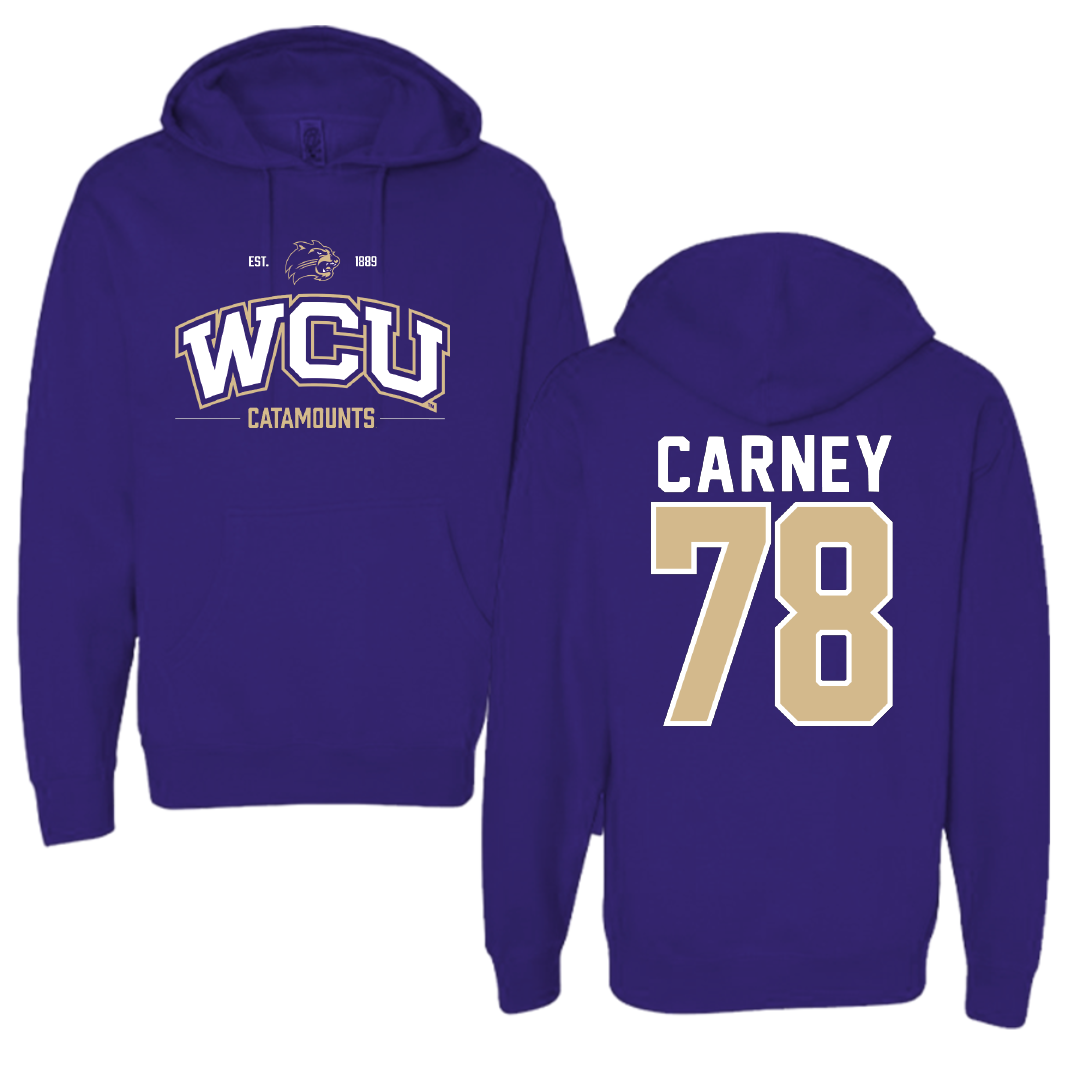 Western Carolina University Football Purple General Hoodie - #78 Evan Carney
