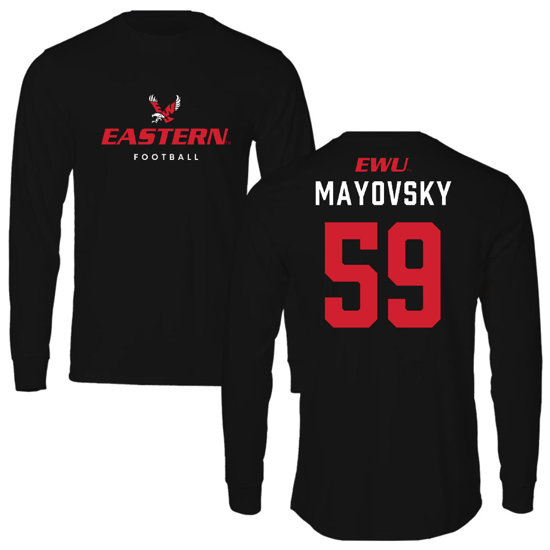 Eastern Washington University Football Black Eastern Performance Long Sleeve - #59 Myles Mayovsky