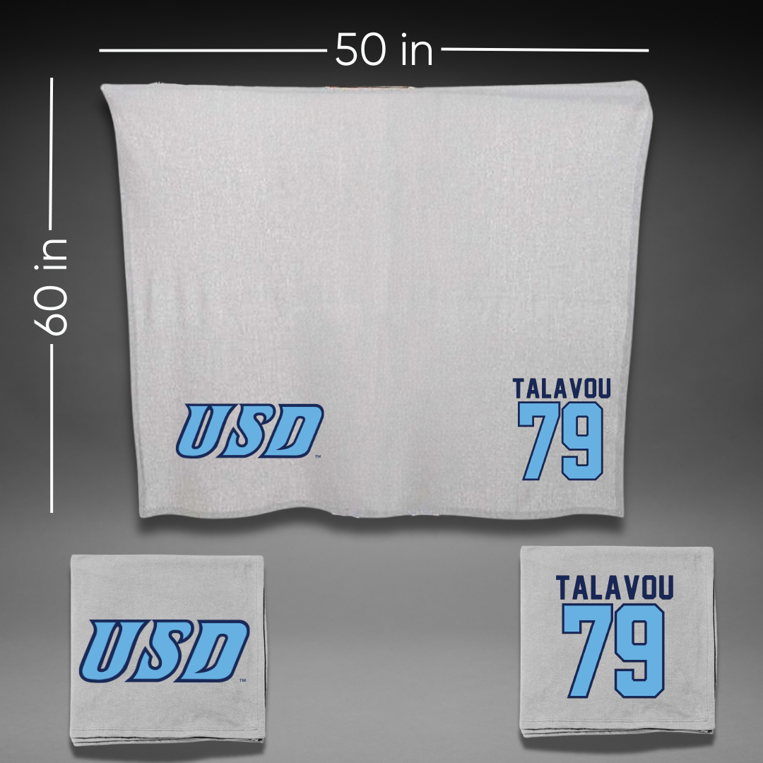 University of San Diego Football Gray Blanket - #79 Maicah Talavou