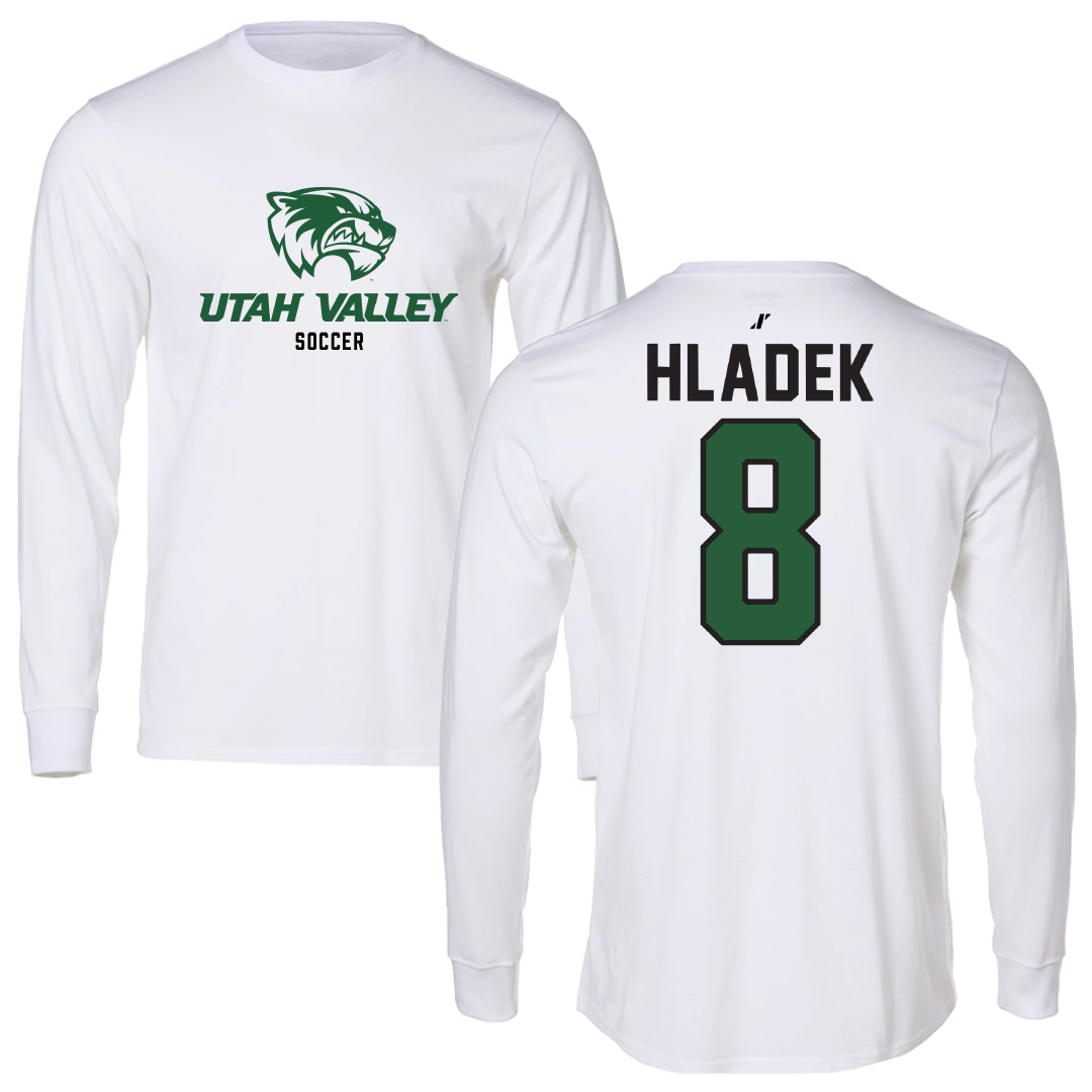 Utah Valley University Soccer White Classic Long Sleeve - #8 Ruby Hladek