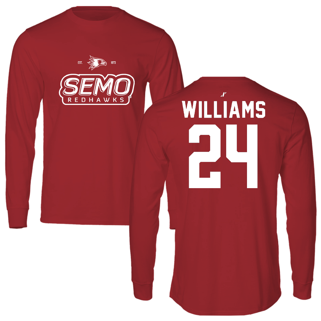 Southeast Missouri State University Football Canvas Red General Long Sleeve - #24 JaQori Williams