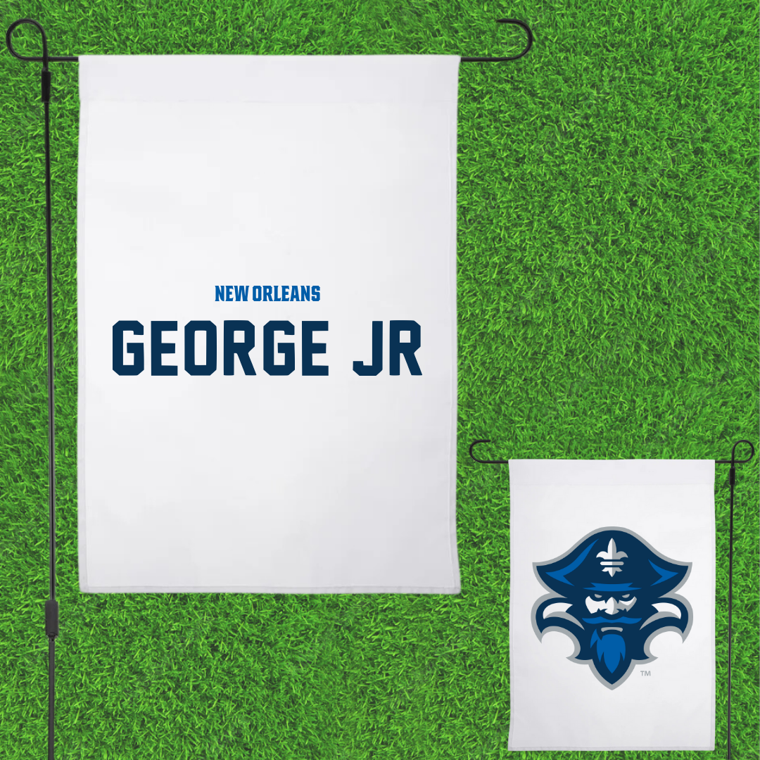 University of New Orleans TF and XC White Garden Flag - Darryl George Jr