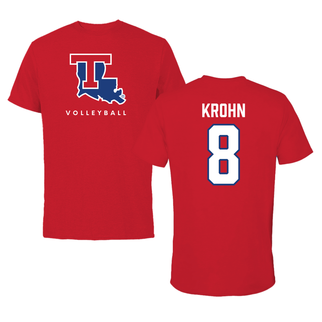Louisiana Tech University Volleyball Red Performance Tee - #8 Grace Krohn