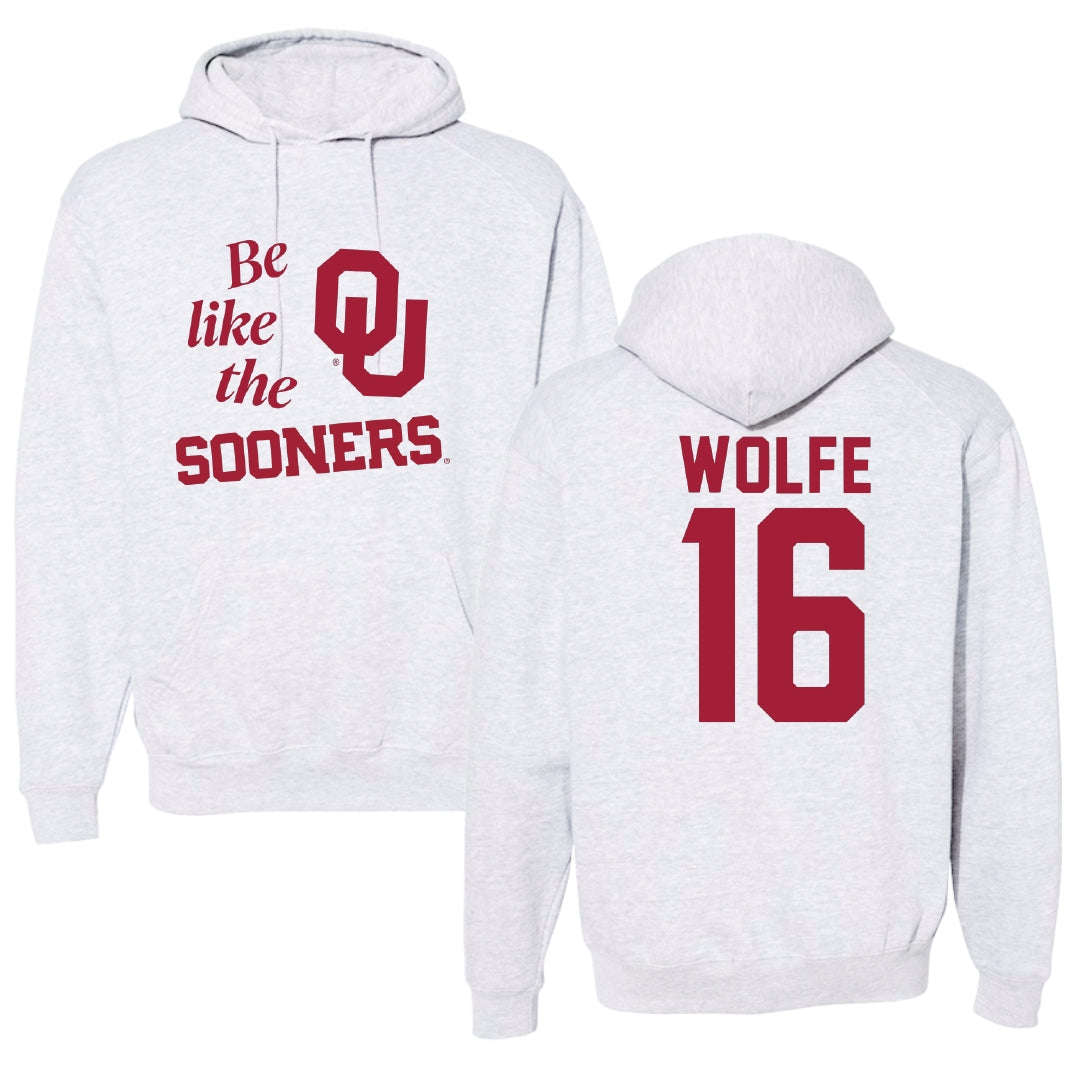 University of Oklahoma Soccer Light Gray Be Like Us Hoodie - #16 Dani Wolfe