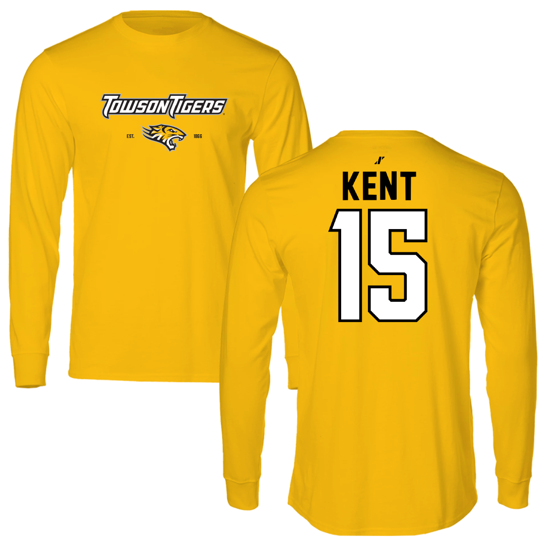 Towson University Football Gold General Performance Long Sleeve - #15 Nathan Kent
