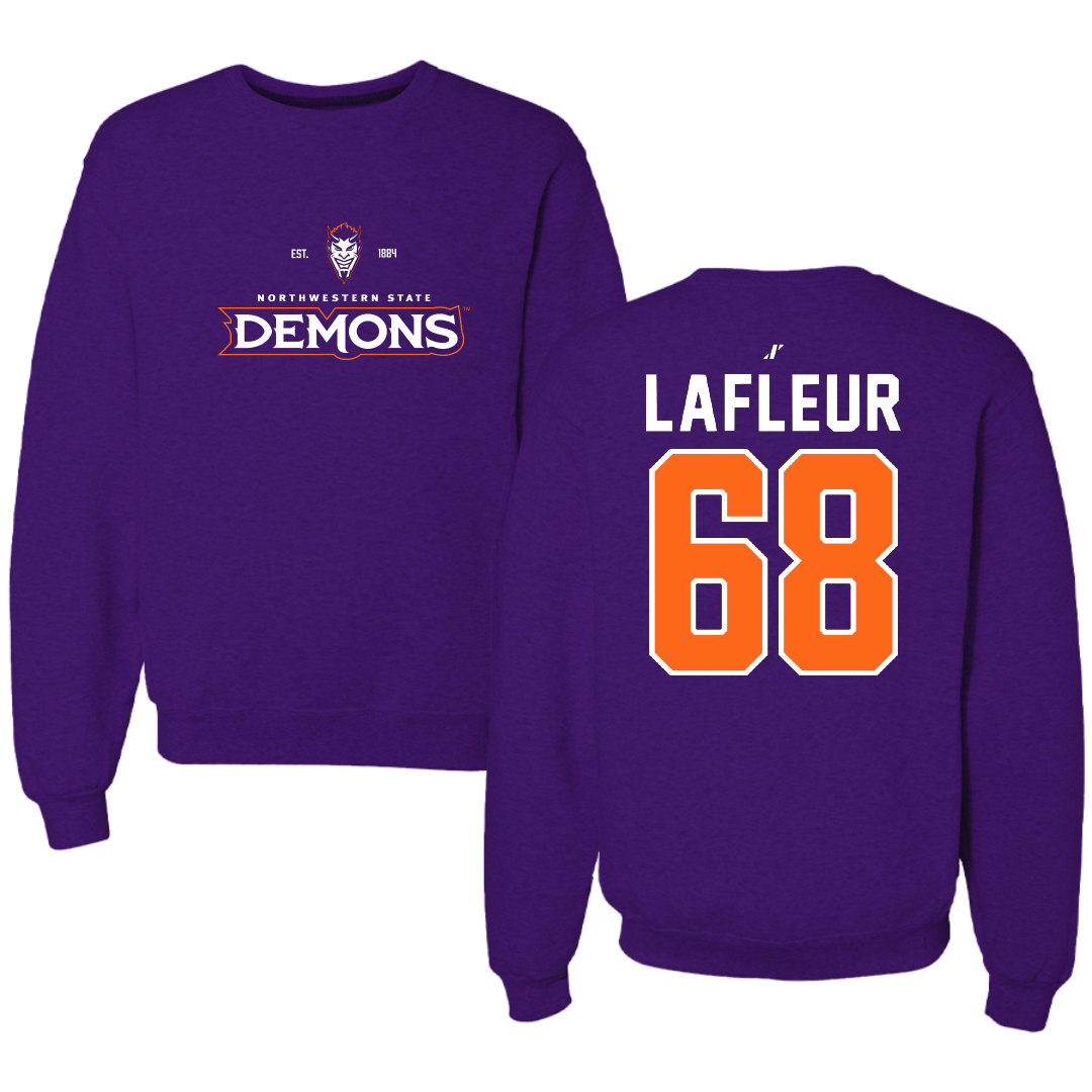 Northwestern State University Football Purple General Crewneck - #68 Cole LaFleur