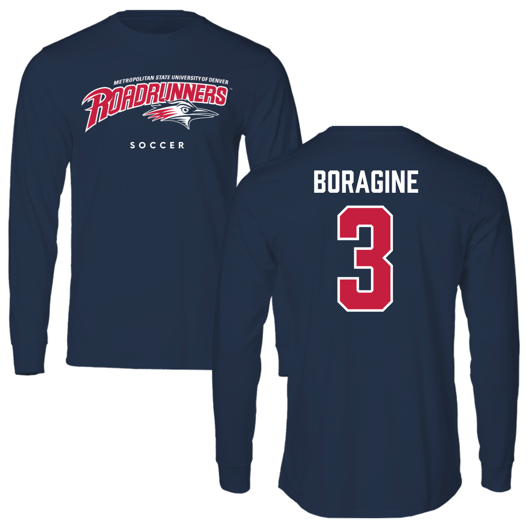 Metropolitan State University of Denver Soccer Navy Performance Long Sleeve - #3 Natalie Boragine