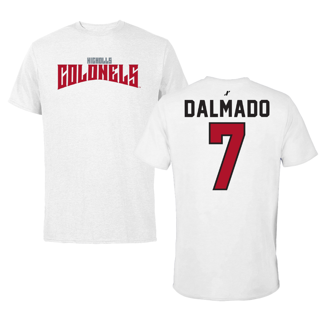 Nicholls State University Football White Classic Performance Tee - #7 Jake Dalmado