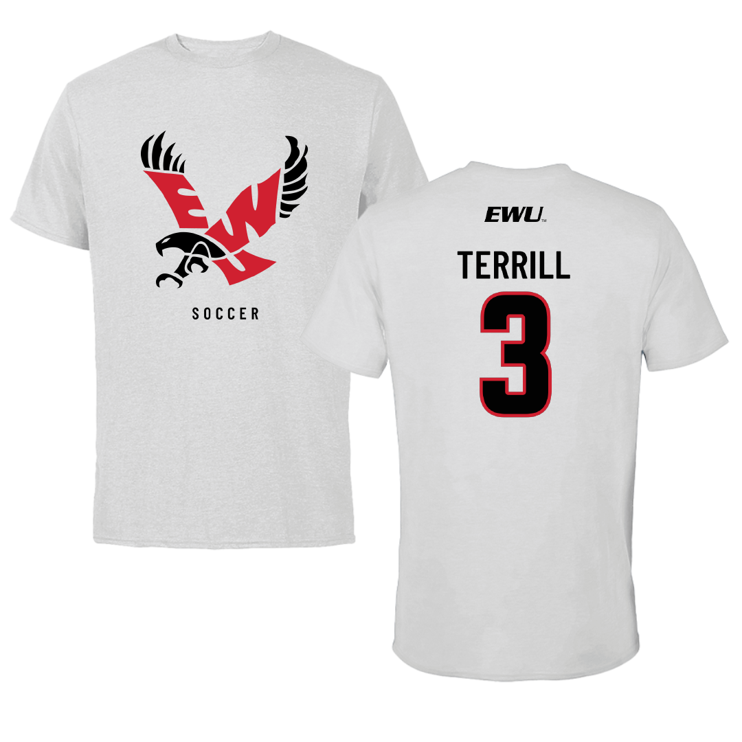 Eastern Washington University Soccer Light Gray Performance Tee - #3 Grace Terrill