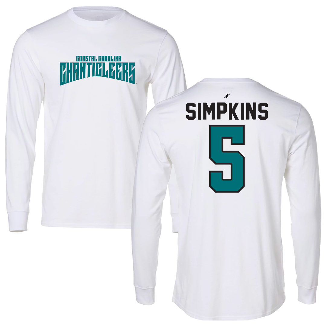 Coastal Carolina University Football White Classic Performance Long Sleeve - #5 Ja'Vin Simpkins