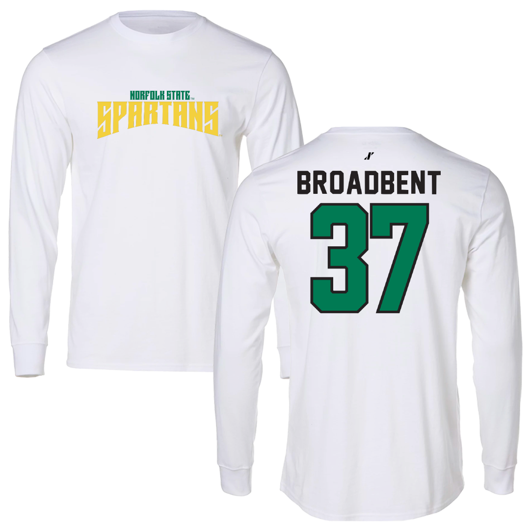 Norfolk State University Football White Classic Long Sleeve - #37 Kaleb Broadbent