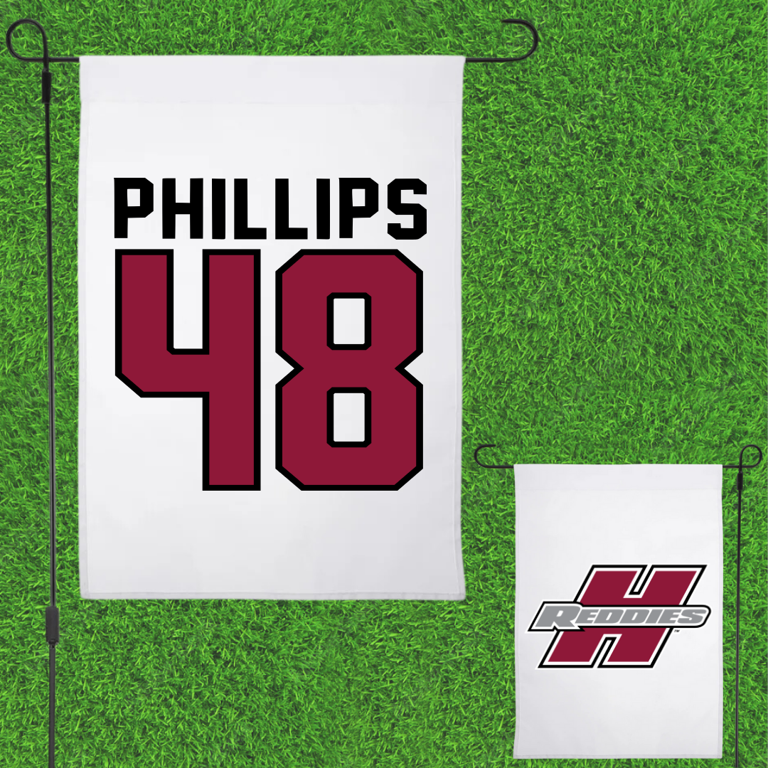 Henderson State University Baseball White Garden Flag - #48 Austin Phillips