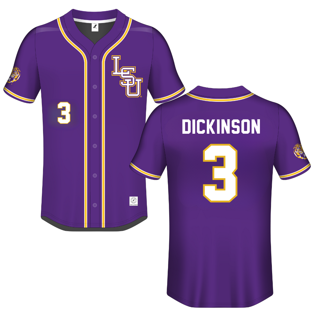 Louisiana State University Purple Button-Down Jersey - #3 Daniel Dickinson