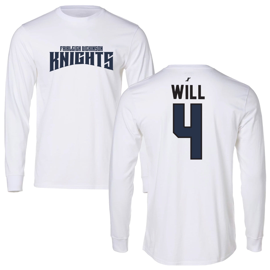 Fairleigh Dickinson University-Metropolitan Campus Baseball White Classic Long Sleeve - #4 Zack Will