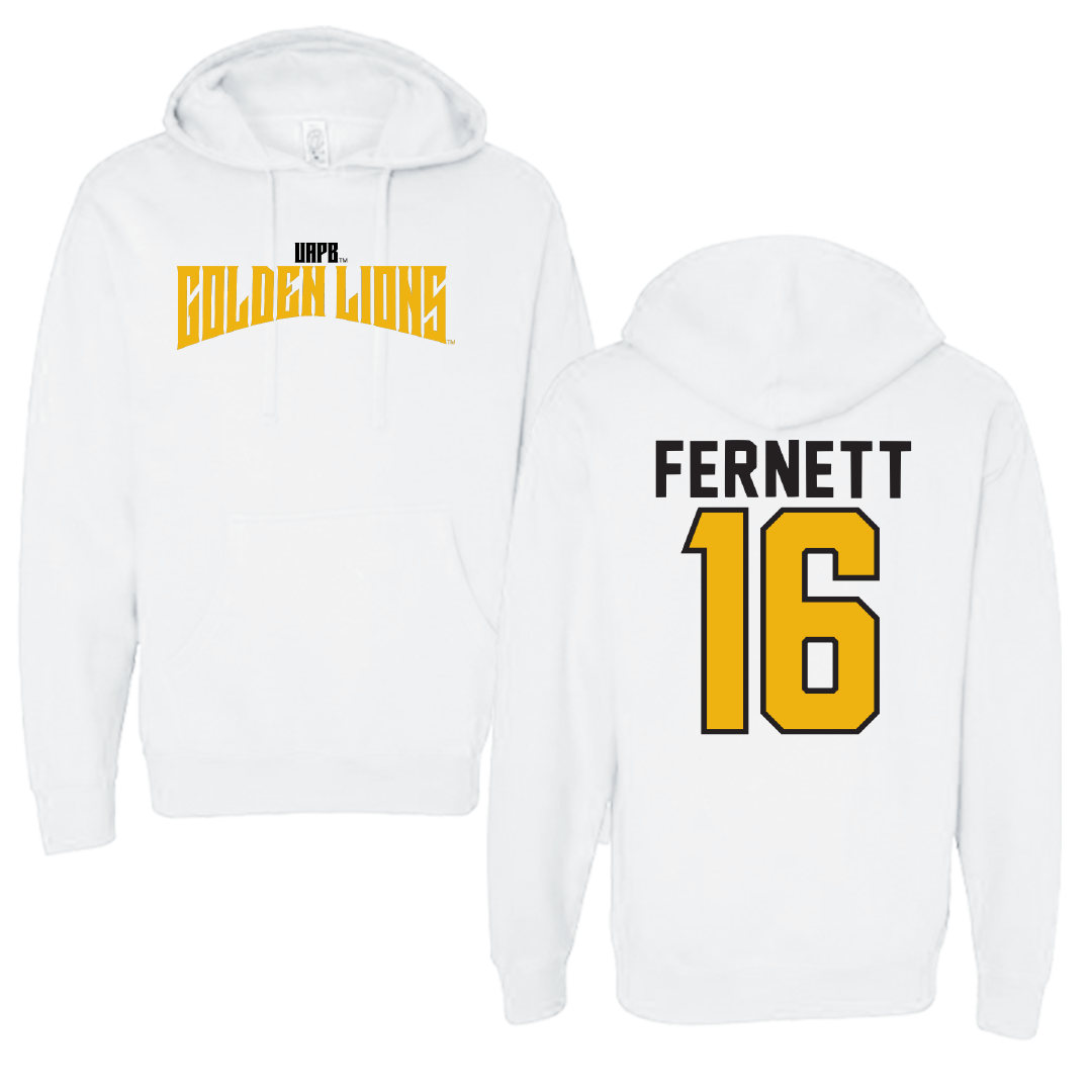 University of Arkansas-Pine Bluff Football White Classic Hoodie - #16 Allen Fernett