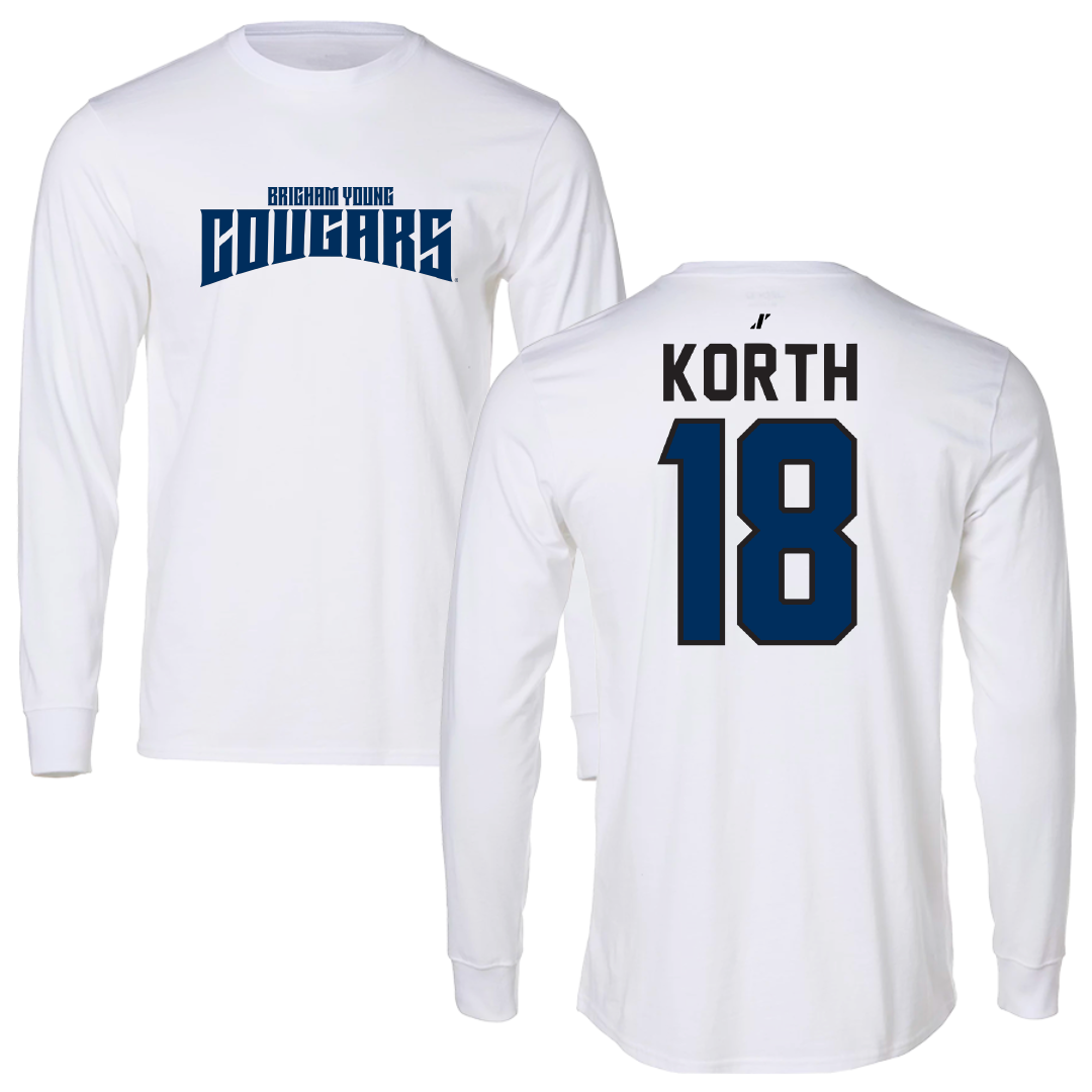 Brigham Young University Softball White Classic Performance Long Sleeve - #18 Kaysen Korth