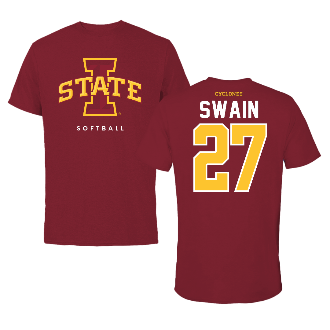 Iowa State University Softball Cardinal Tee - #27 Saya Swain