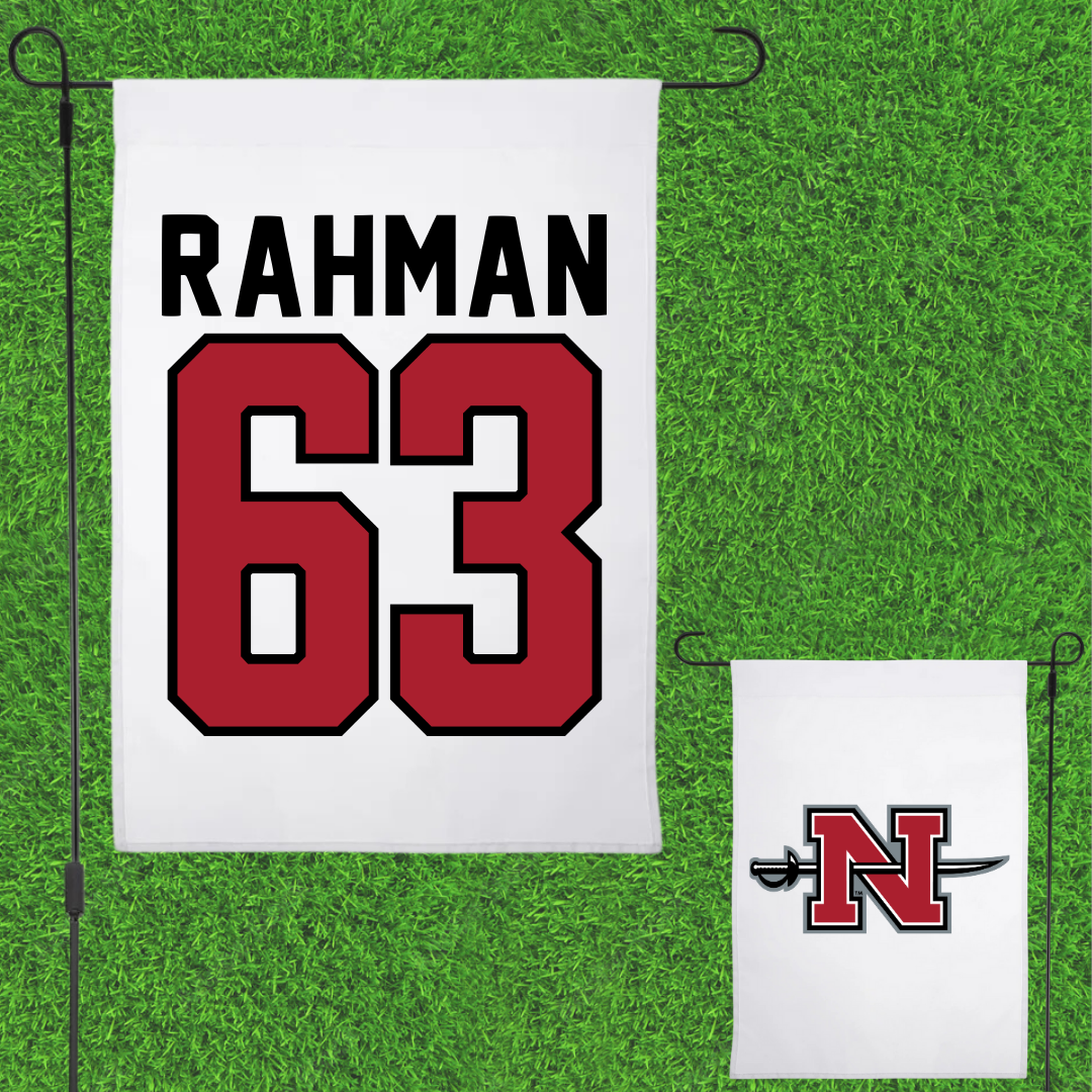 Nicholls State University Football White Garden Flag - #63 Hamza Rahman