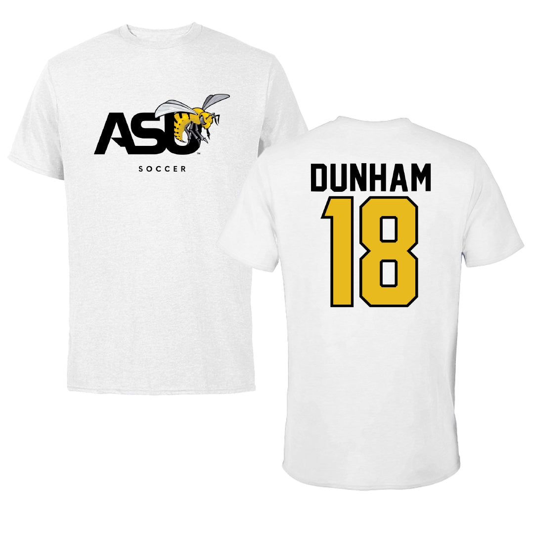 Alabama State University Soccer White ASU Tee - #18 Morgan Dunham