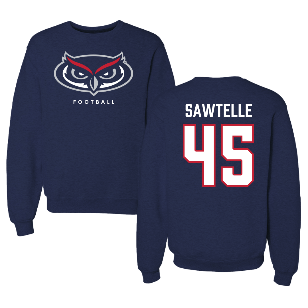 Florida Atlantic University Football Navy Mascot Crewneck - #45 Makai Sawtelle