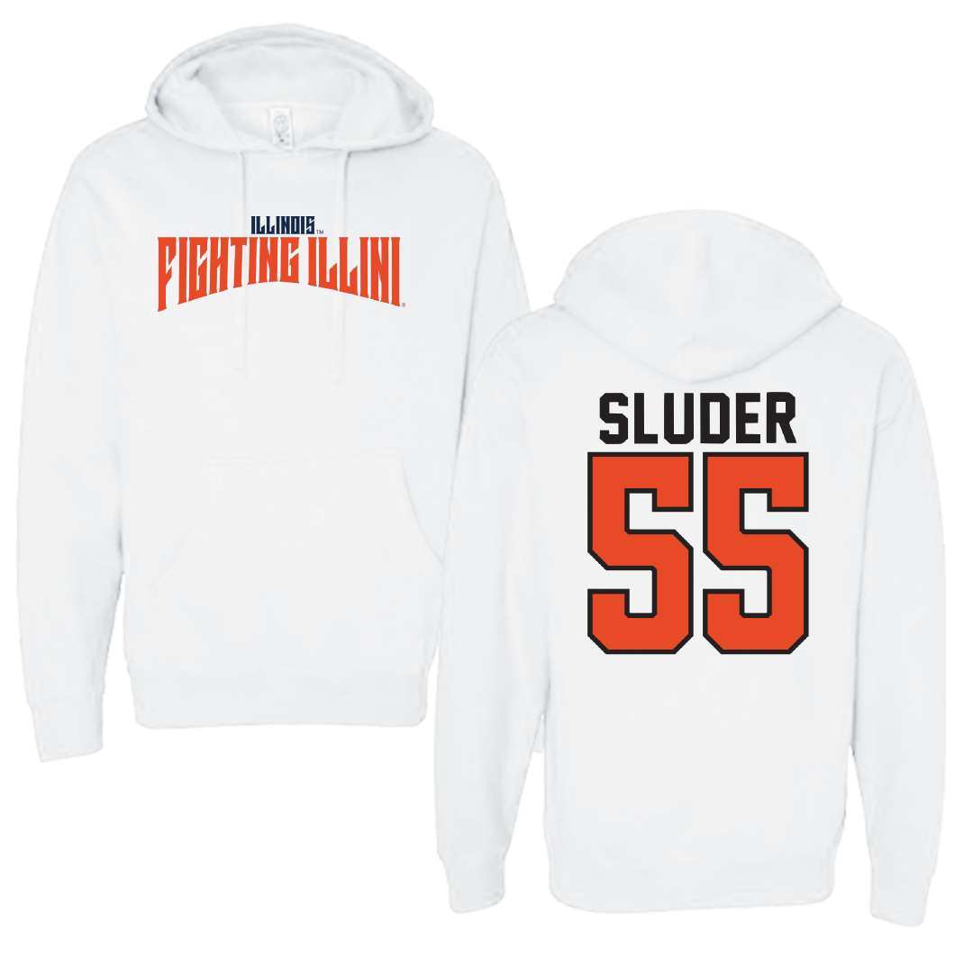 University of Illinois Softball White Classic Hoodie - #55 Mallory Sluder
