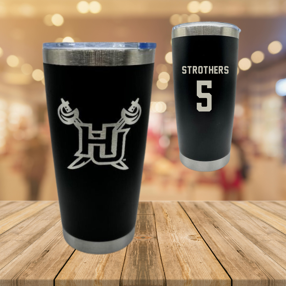 Hampton University Basketball Black Stainless Steel Tumbler - #5 Etienne Strothers