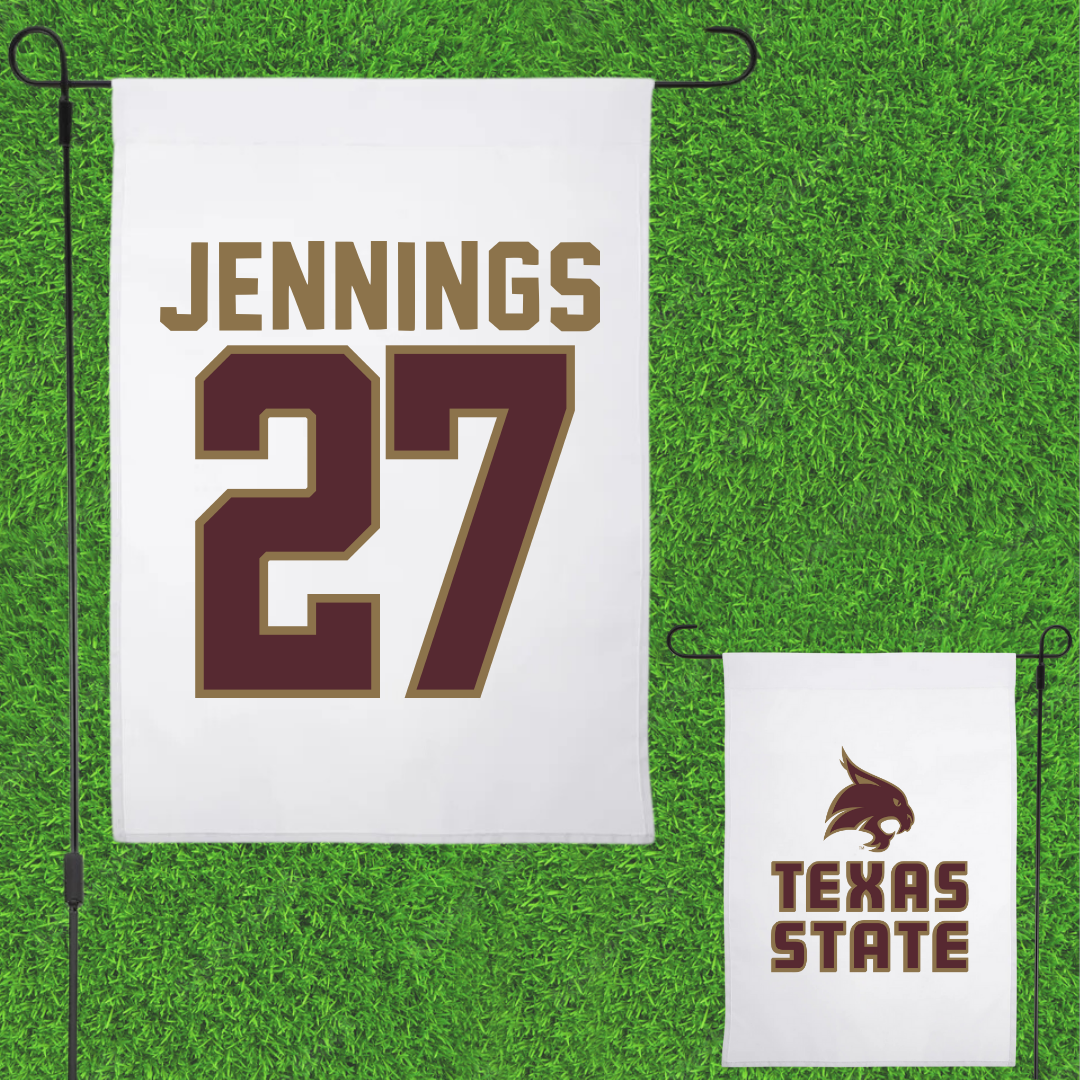 Texas State University Softball White Garden Flag - #27 Abigail Jennings