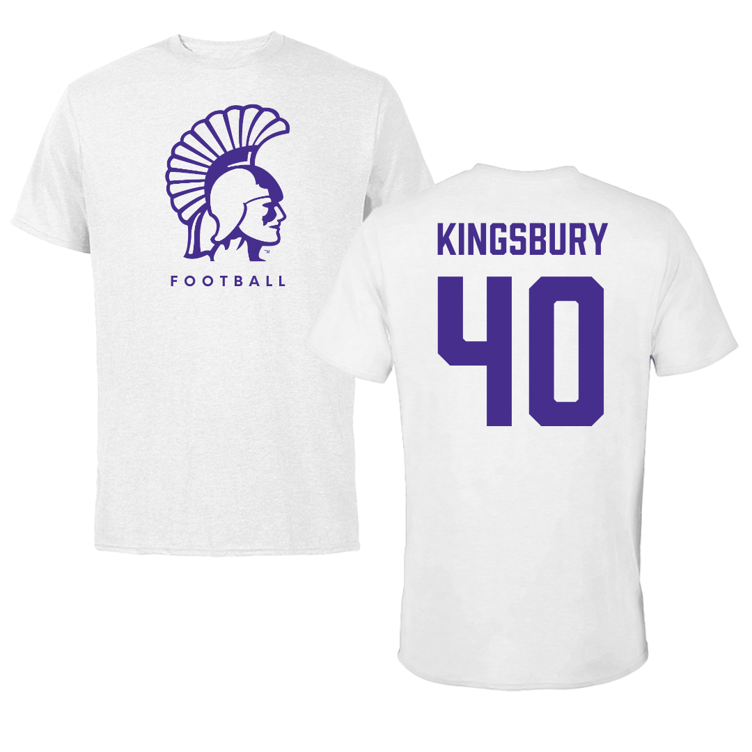 Winona State University Football White Performance Tee - #40 Ben Kingsbury