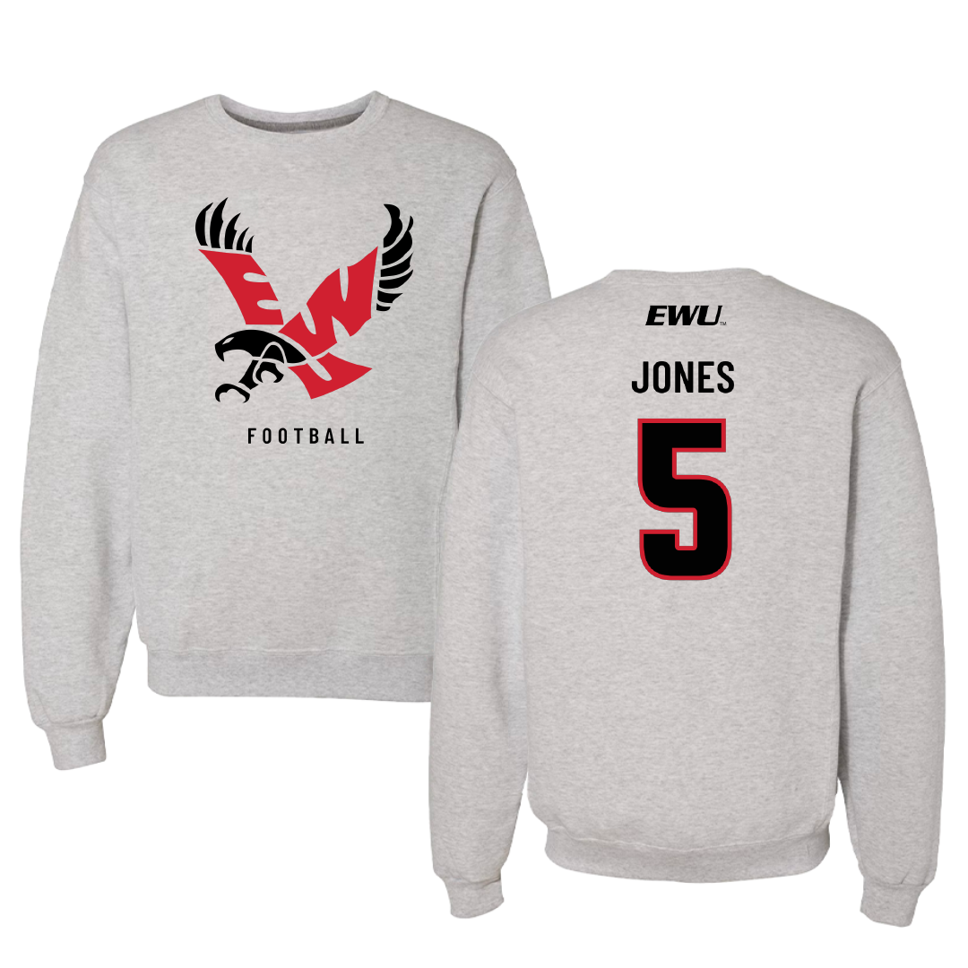 Eastern Washington University Football Gray Crewneck - #5 Zion Jones