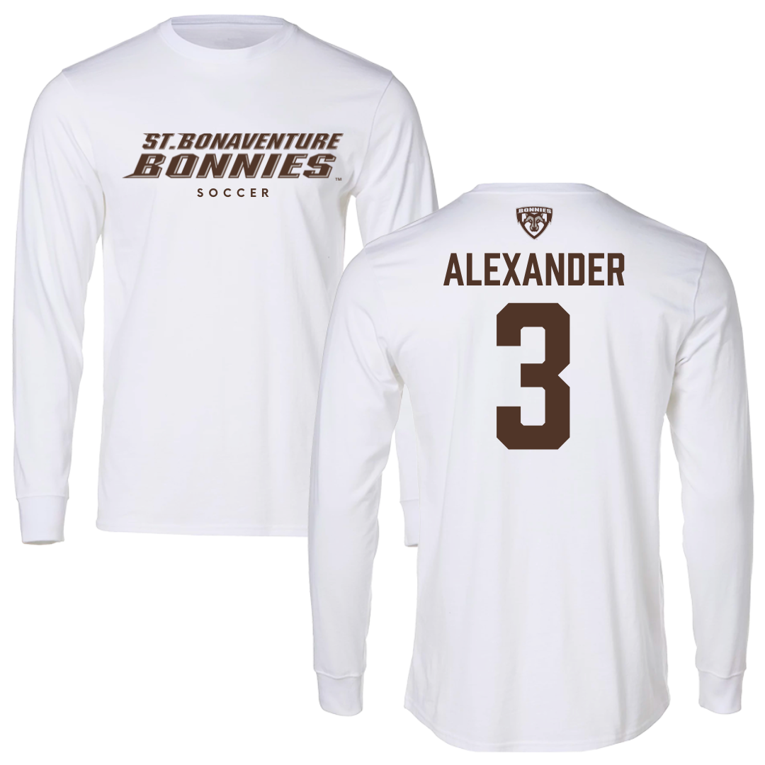 St. Bonaventure University Soccer White Performance Long Sleeve - #3 Chanel Alexander