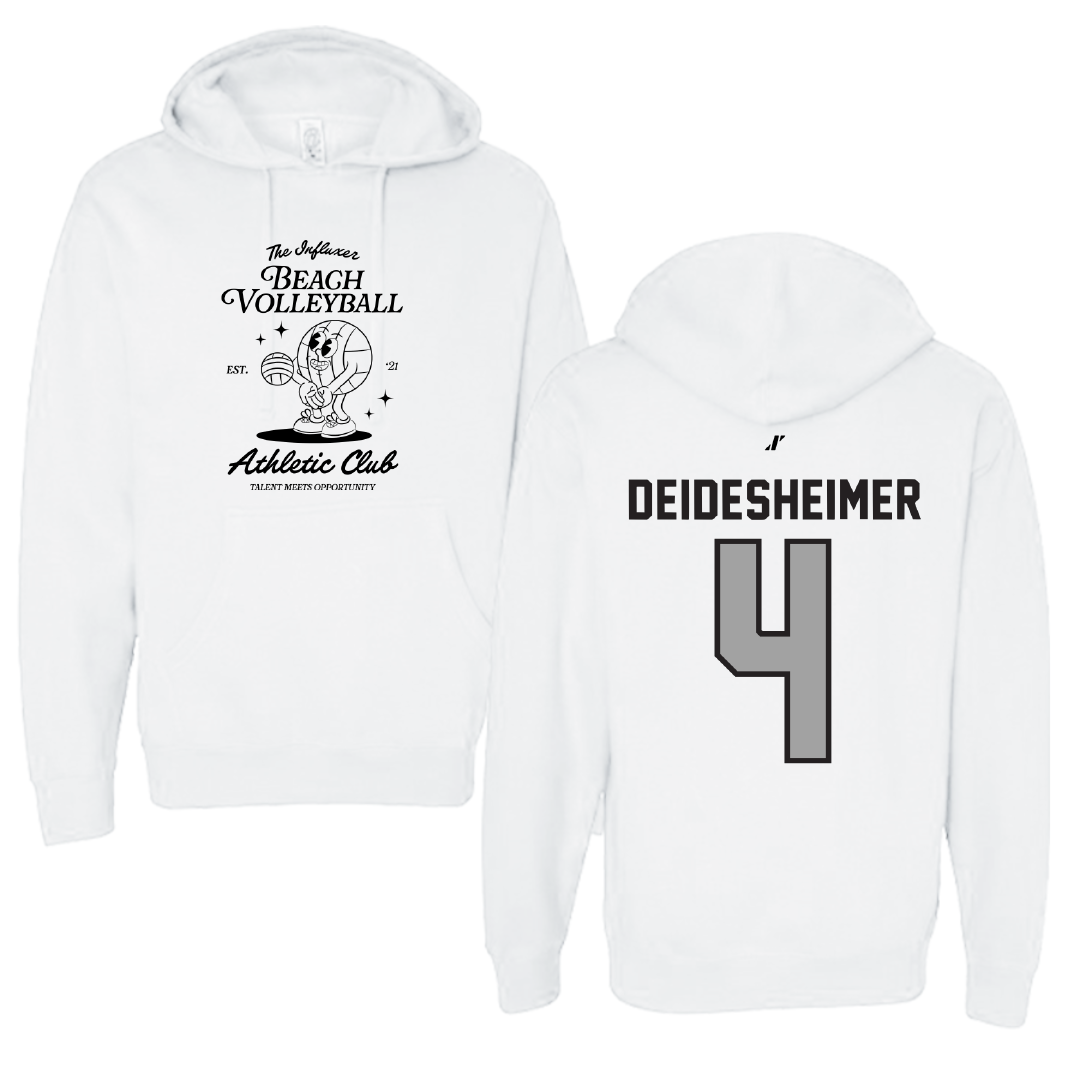 Beach Volleyball White Influxer Athletic Club Hoodie - #4 Payton Deidesheimer