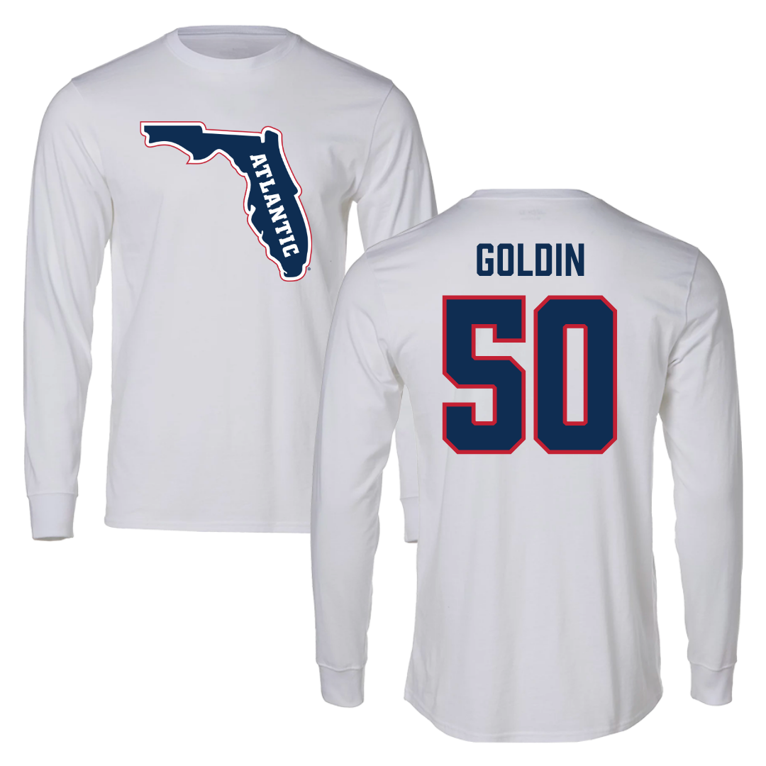 Florida Atlantic University Basketball White Long Sleeve - #50 Vladislav Goldin
