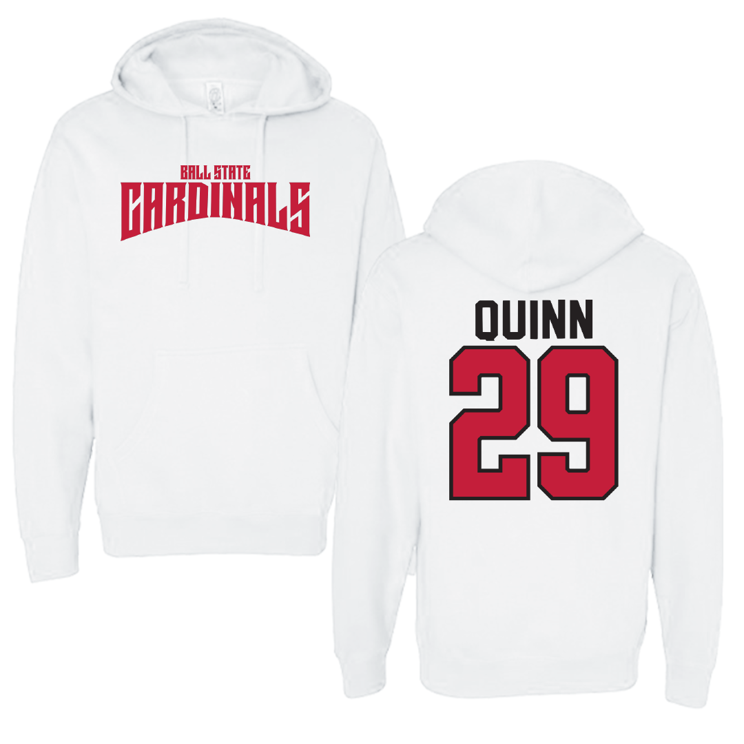 Ball State University Baseball White Classic Hoodie - #29 Owen Quinn